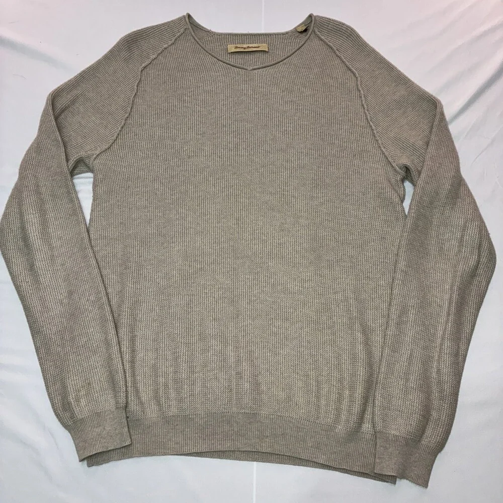 Tommy Bahama Light Weight‎ Knit All Season Sweater Men’s Size L Beige Beach Wear
